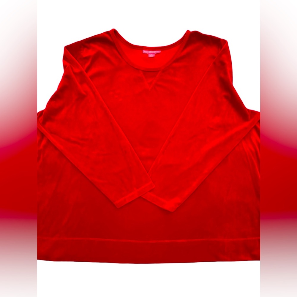 Woman Within women’s size 2X Bright red velour long sleeve tunic~ Plus Size